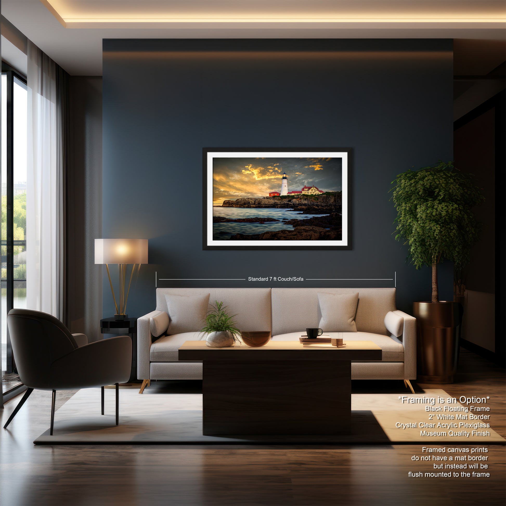 a living room filled with furniture and a painting on the wall