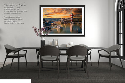 a picture of a dining room with a table and chairs