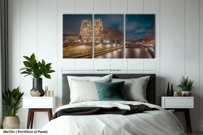 a bedroom scene with focus on the bed