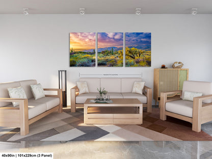 a living room filled with furniture and a painting on the wall