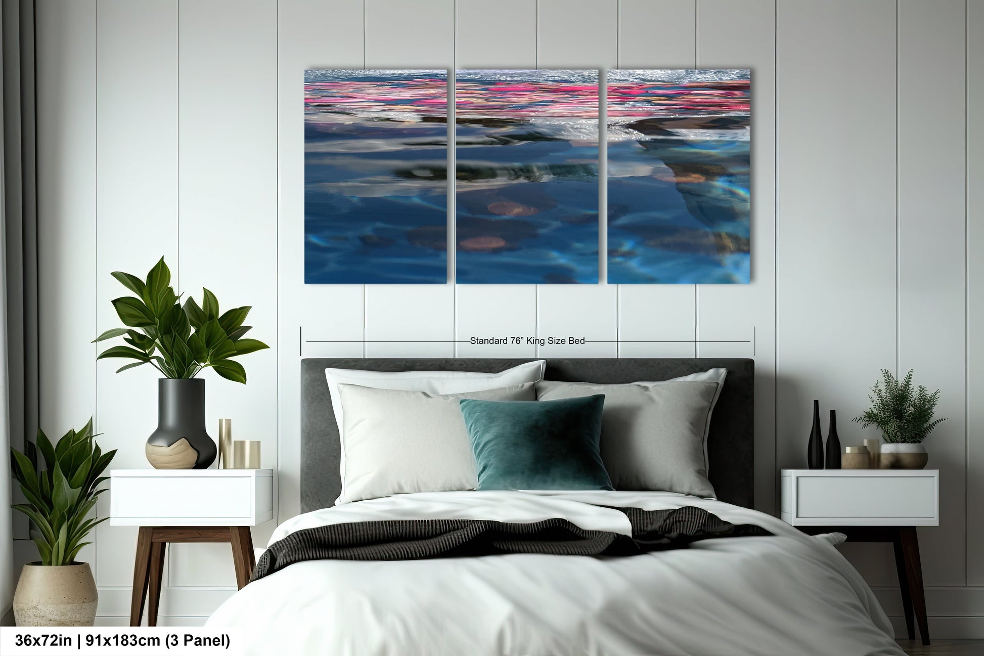a bedroom scene with focus on the bed