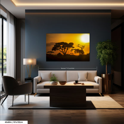 a living room filled with furniture and a painting on the wall