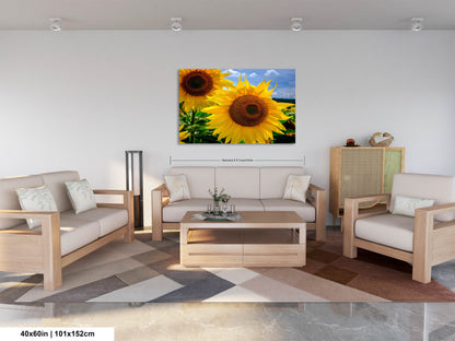 a living room filled with furniture and a painting on the wall