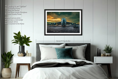 a bedroom scene with focus on the bed