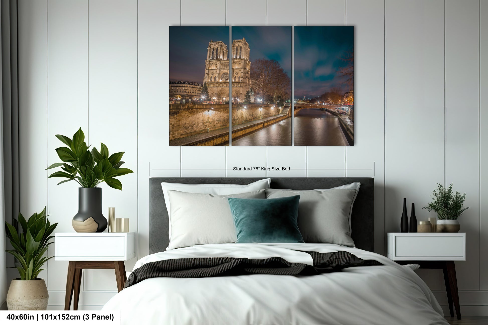 a bedroom scene with focus on the bed