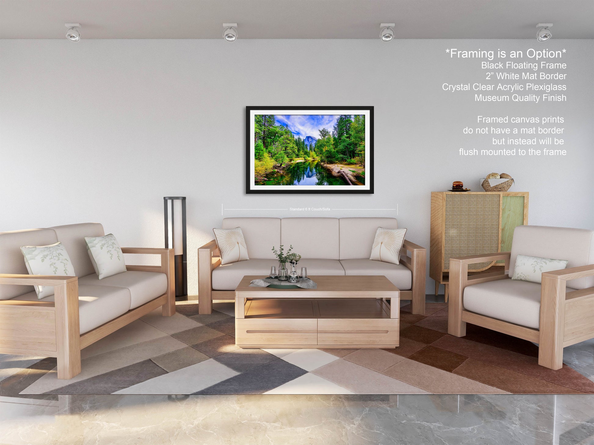 a living room filled with furniture and a painting on the wall