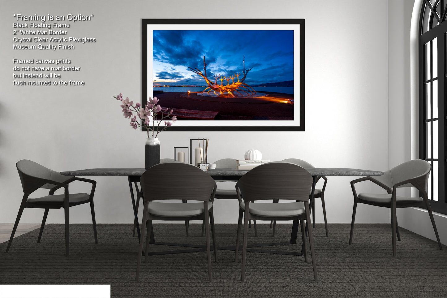 a dining room with a table and chairs