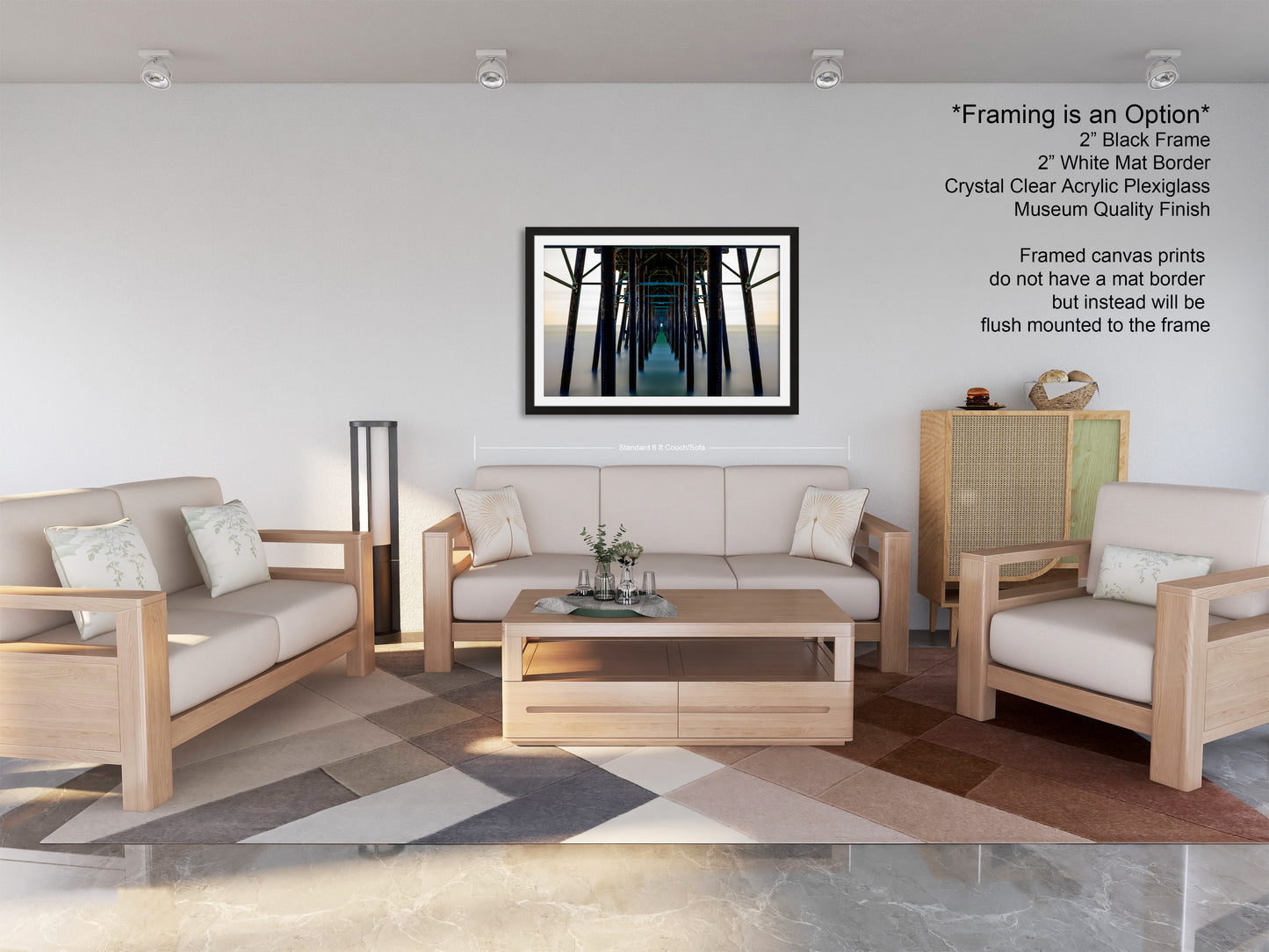 a living room filled with furniture and a painting on the wall
