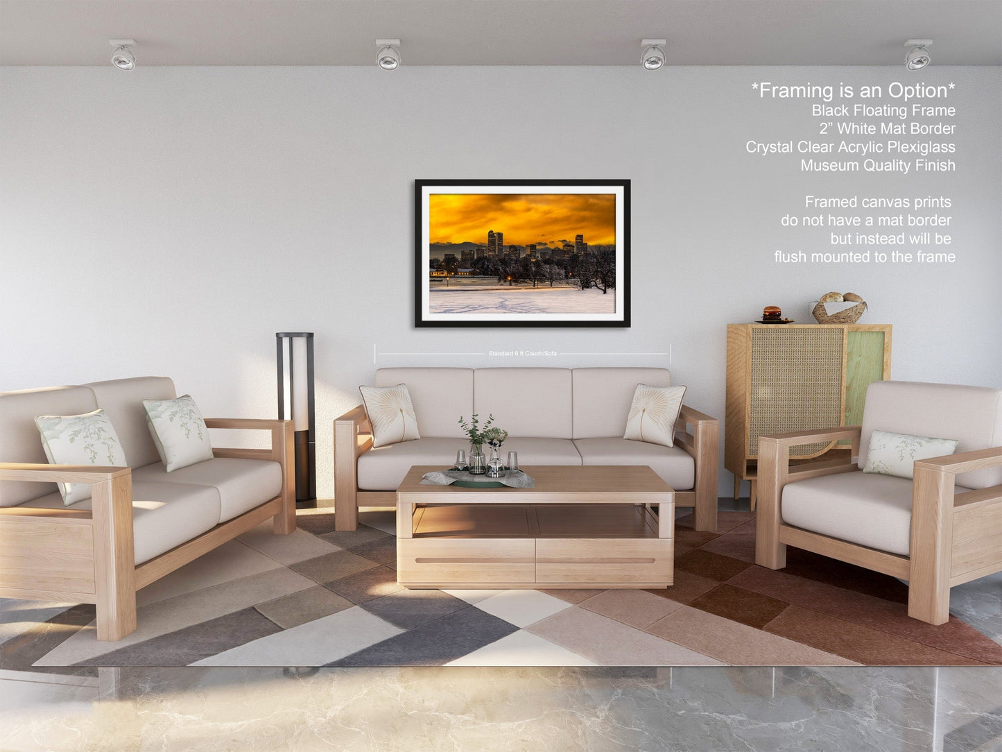 a living room filled with furniture and a painting on the wall